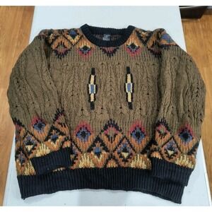 Vintage Generra Sweater Southwestern Aztec Wool Blend Sz Xl Y2K Granpa Pullover